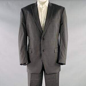CALVIN KLEIN Size 46 Black White Pinstripe Wool Single Breasted Suit